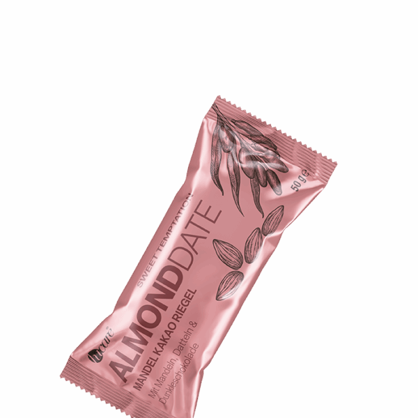 hucare ALMONDDATE Dattel-Mandel-Riegel dunkle Schokolade 50 g