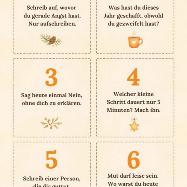 Adventskalender zum Ausdrucken mit 24 Impulskarten im Aquarellstil, Frau mit Hund und Pony