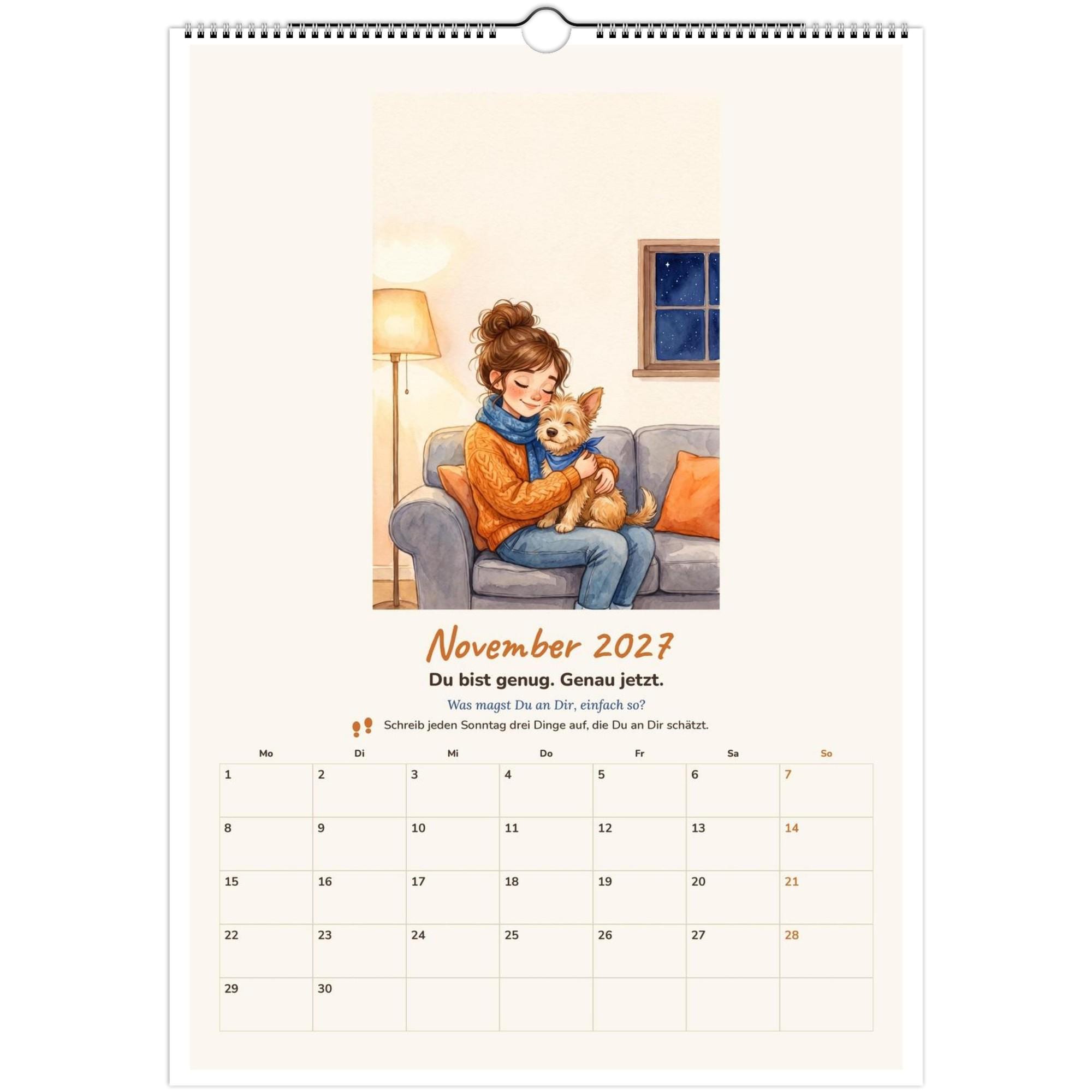 il_fullxfull.8738198594_ifvx.jpg Wandkalender 2027 A3 Mein Mutjahr mit Aquarellbild von Frau, Hund und Pony