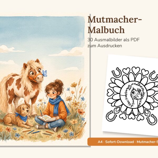 Mut-Weihnachtspaket zum Ausdrucken mit Malbuch, Adventskalender und Weihnachtskarten